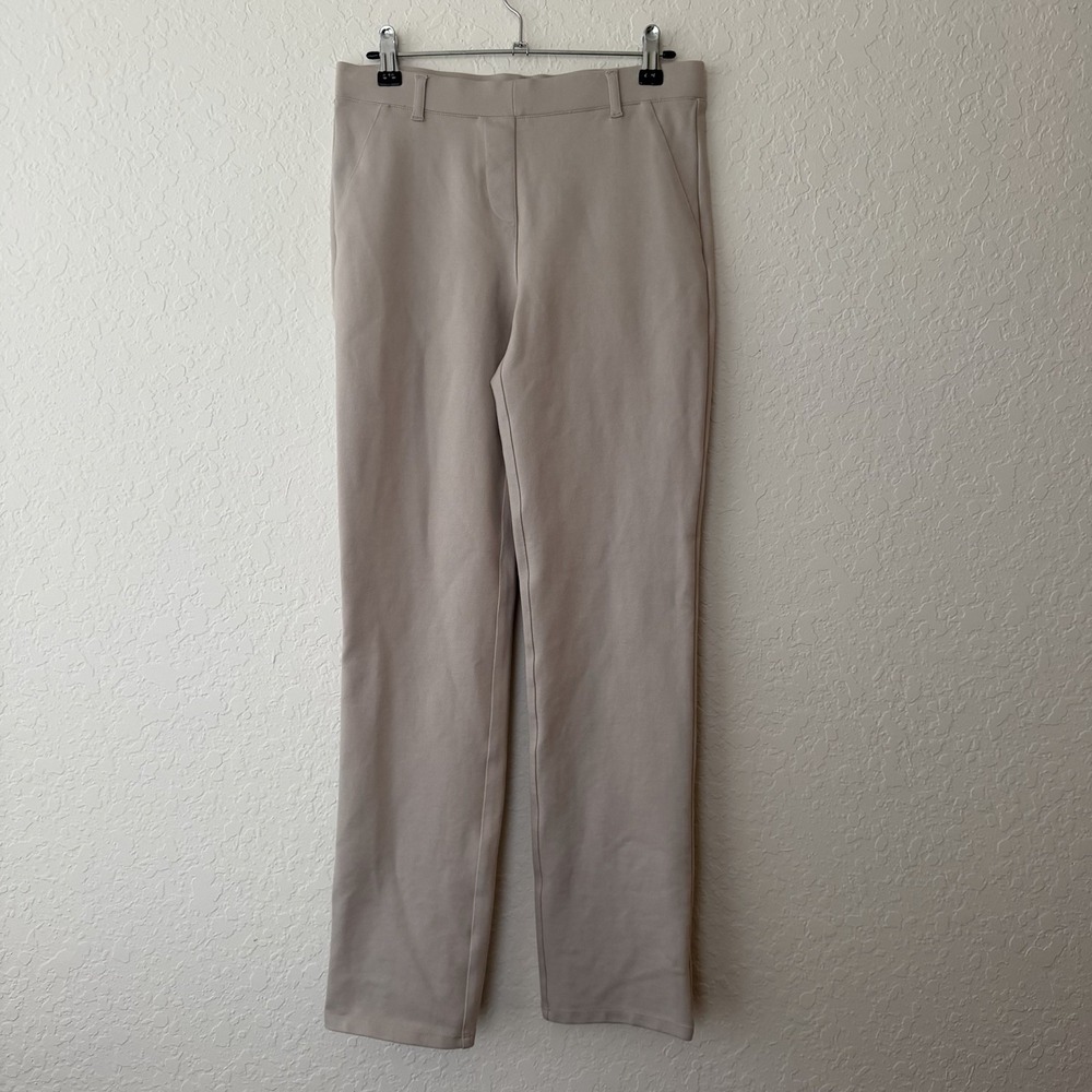 Quince Ultra Stretch Ponte Straight Leg Pants Womens‎ Small Ecru Beige Pull On